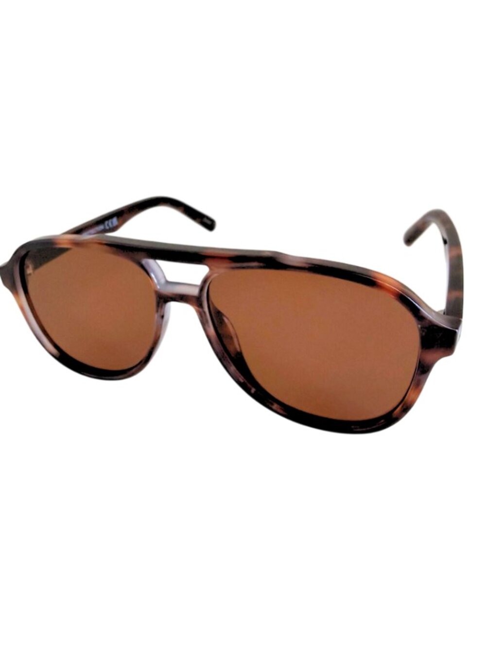 NWT Tortoise Shell Aviator Sunglasses Brown Lens Flat Top Double Bridge